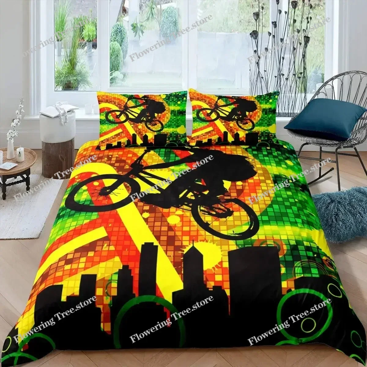 Mountain Biking Europe - Juego de Funda de Edredón para